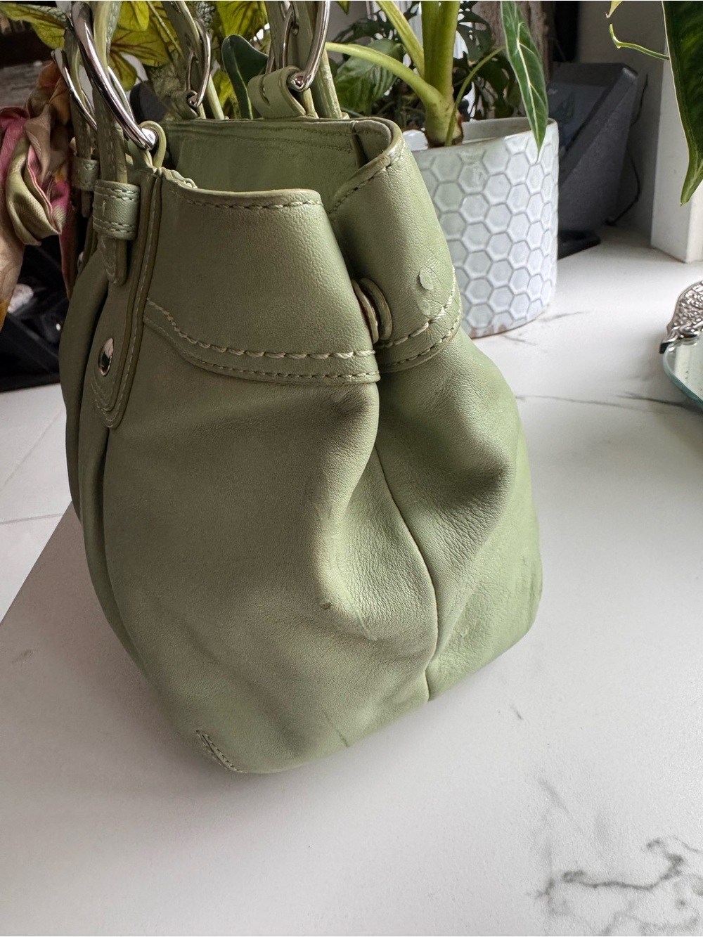 Coach Mint Green Leather Tote + Matching Wallet Set - Picture 7 of 8